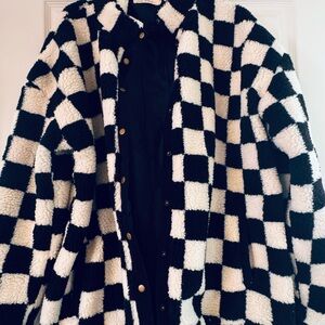 Madison Monochrome Checkered Teddy Jacket